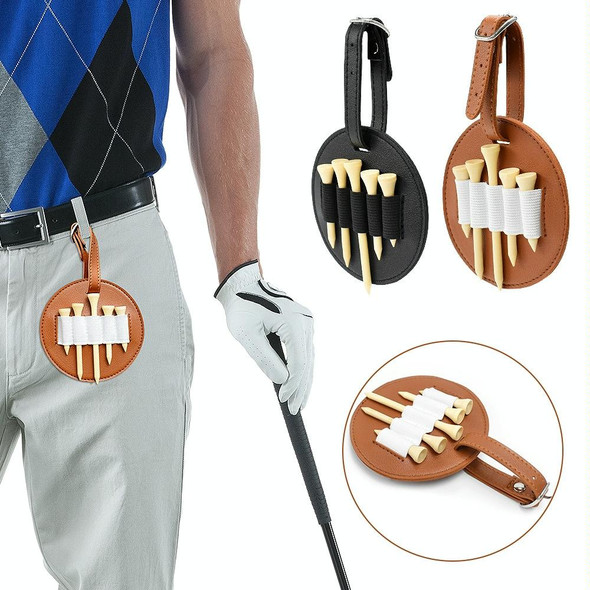 Leather Outdoor Waist Hanging Golf Spike Insert Pocket Storage Bag, Spec: Double-sided Brown