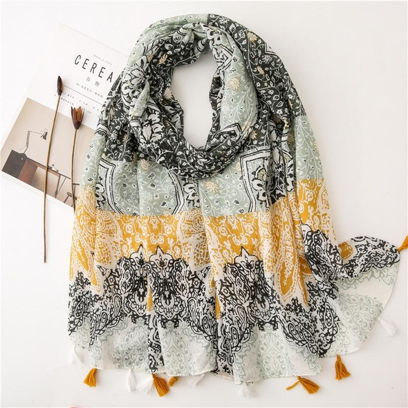 180 X 85cm  Women Cotton And Linen Scarf Retro Splicing Bohemian Printed Silk Shawl SL1909-009