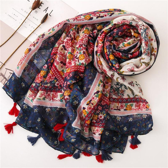 180 X 85cm  Women Cotton And Linen Scarf Retro Splicing Bohemian Printed Silk Shawl SL1906-022