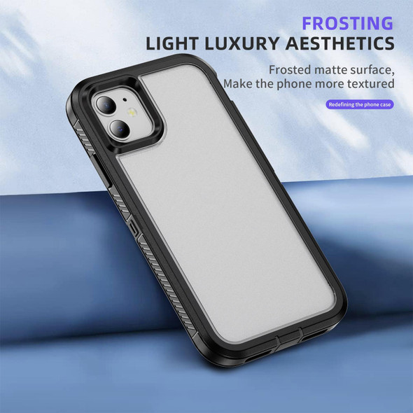 For iPhone 11 Guard Life Waterproof Frosted Phone Case(Black+Transparent)