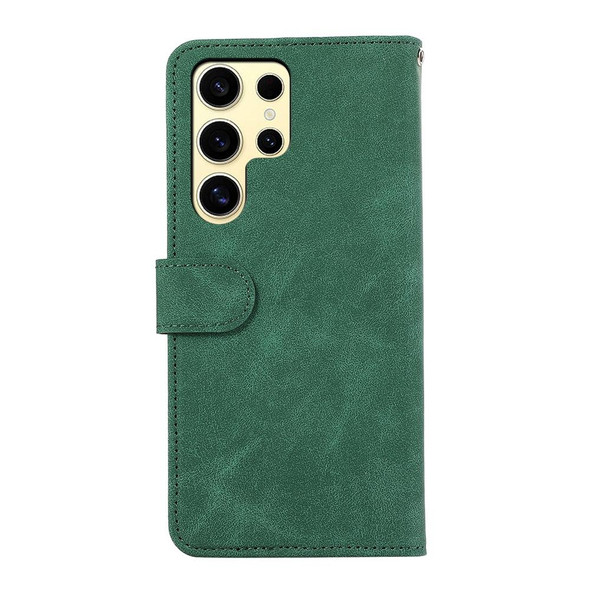 For Samsung Galaxy S21 Ultra 5G ABEEL Color Block Magnetic RFID Leather Phone Case(Green-Black)