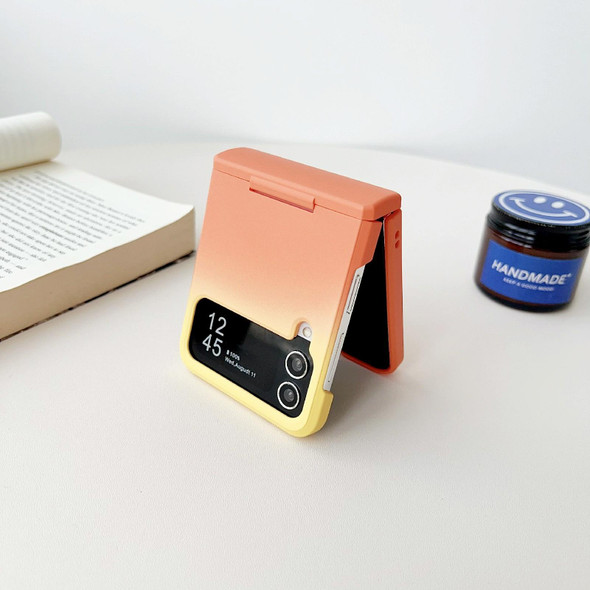 For Samsung Galaxy Z Flip4 5G Skin Feel PC Full Coverage Shockproof Phone Case(Orange+Yellow)