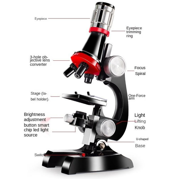 HD 1200 Times Microscope Children Educational Toys(Black)