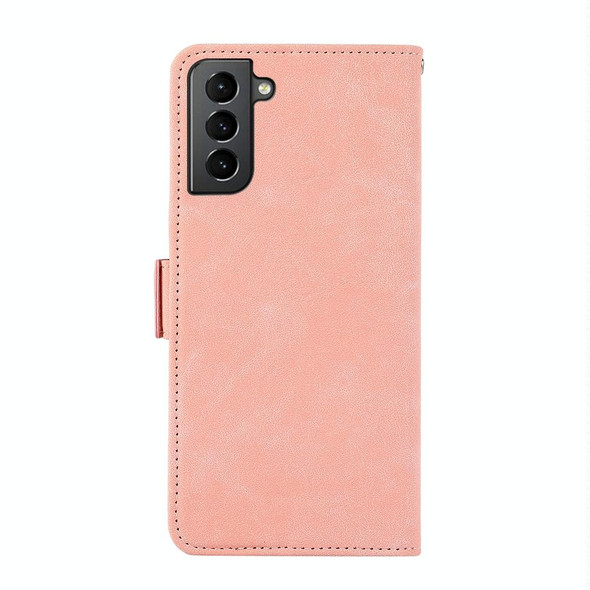 For Samsung Galaxy S21+ 5G ABEEL Frosted Magnetic RFID Leather Phone Case(Pink)