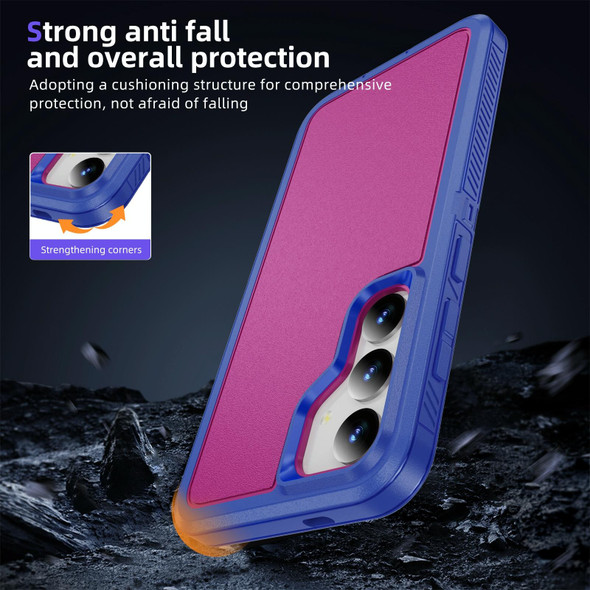 For Samsung Galaxy S24+ 5G Guard Life Waterproof Frosted Phone Case(Blue+Rose Red)