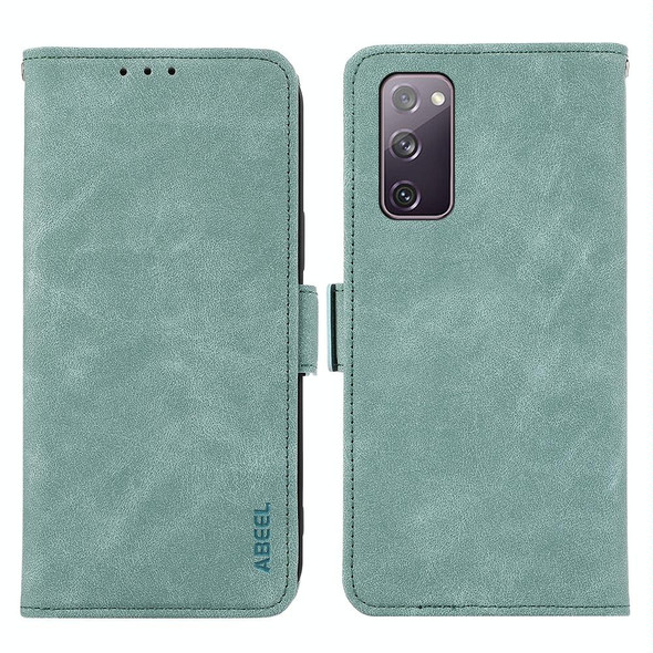 For Samsung Galaxy S20 FE ABEEL Frosted Magnetic RFID Leather Phone Case(Cyan)