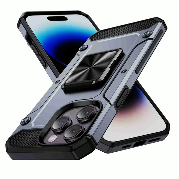 For iPhone 14 Pro Max Shockproof Metal Holder Phone Case(Grey)