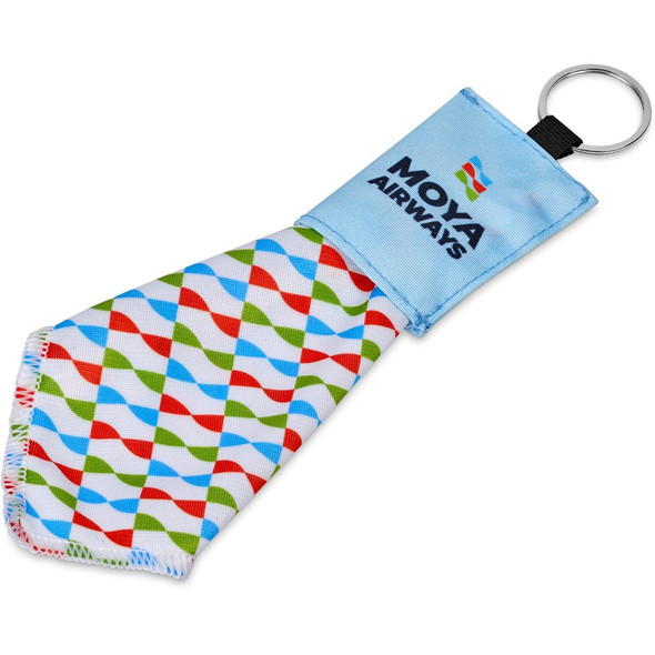 Pre-Printed Sample Hoppla Aquila Polyester Keyring Pouch with Cleaning Cloth