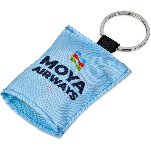 Pre-Printed Sample Hoppla Aquila Polyester Keyring Pouch with Cleaning Cloth