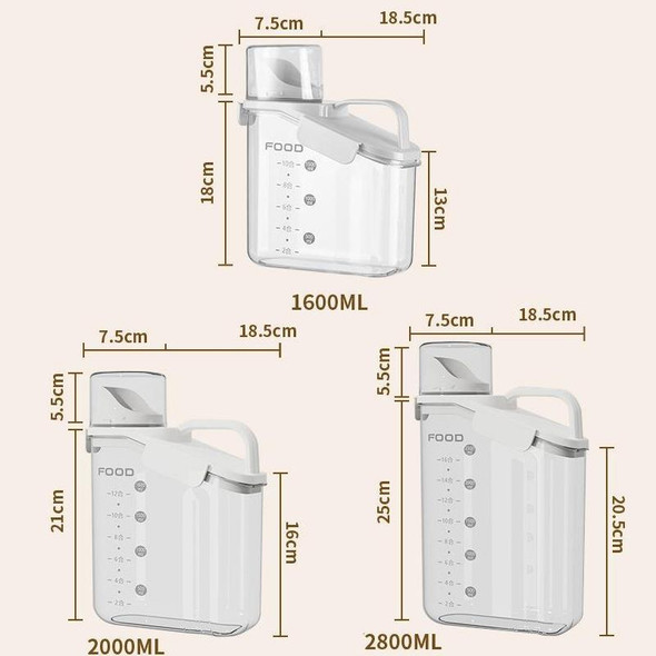 2000ml  Plastic Sealed Grains Container Dry Food Storage Bin with Measuring Cup Pouring Spout(Green)