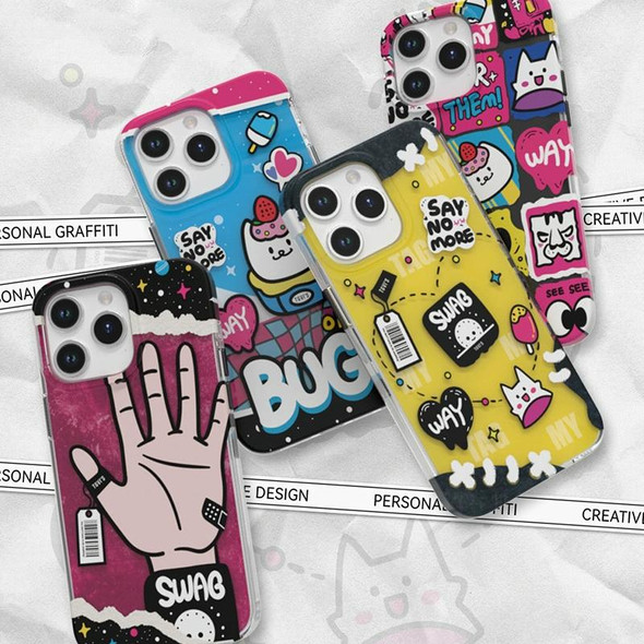 For iPhone 15 Pro Max TGVIS Stylish Series Graffiti Pattern Phone Case(Yellow)