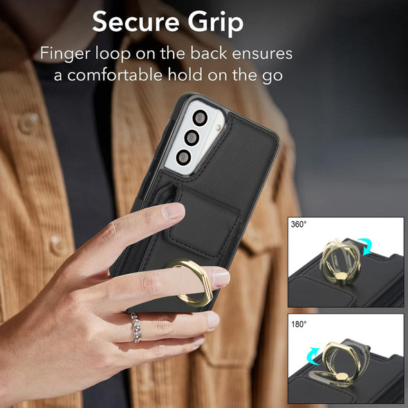 For Samsung Galaxy S21 5G Elastic Card Bag Ring Holder Phone Case(Black)