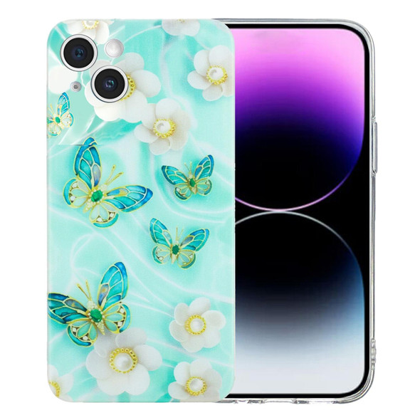 For iPhone 14 Colorful Painting Pattern TPU Phone Case(Butterflies)