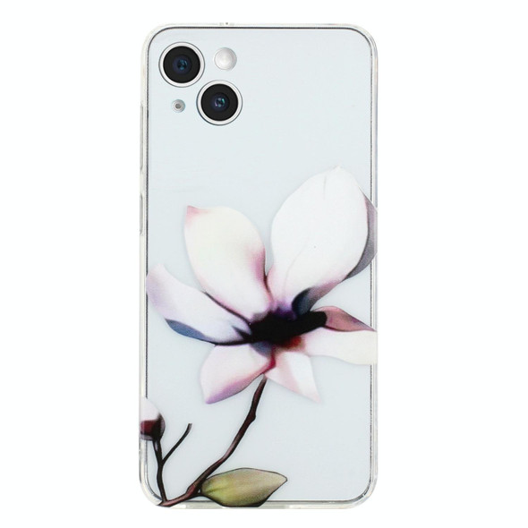 For iPhone 14 Colorful Painting Pattern TPU Phone Case(White Flowers)