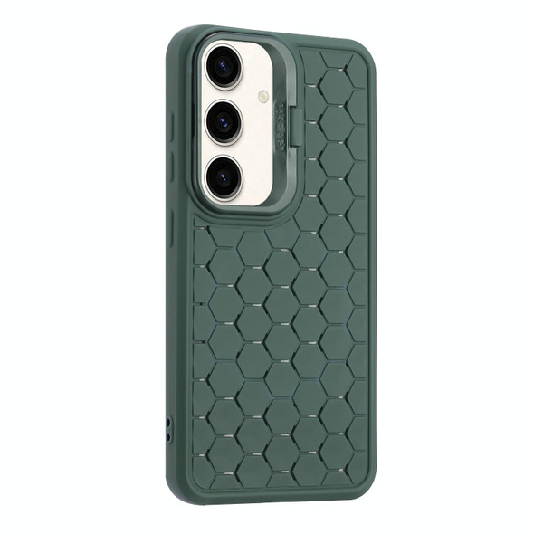 For Samsung Galaxy A14 4G/5G Honeycomb Radiating Lens Holder TPU Phone Case(Green)