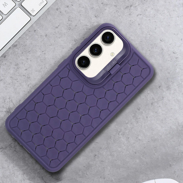 For Samsung Galaxy A15 4G/5G Honeycomb Radiating Lens Holder TPU Phone Case(Purple)