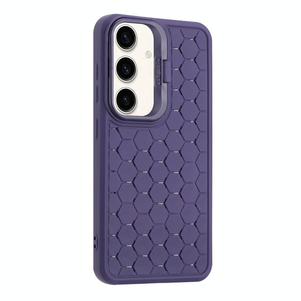 For Samsung Galaxy A15 4G/5G Honeycomb Radiating Lens Holder TPU Phone Case(Purple)