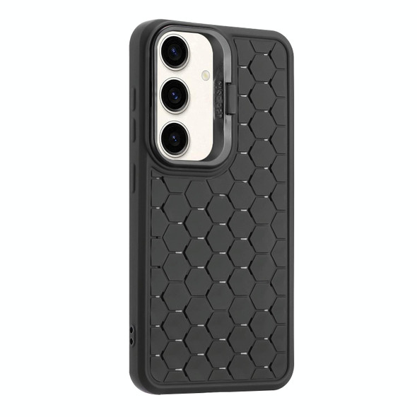 For Samsung Galaxy A14 4G/5G Honeycomb Radiating Lens Holder TPU Phone Case(Black)