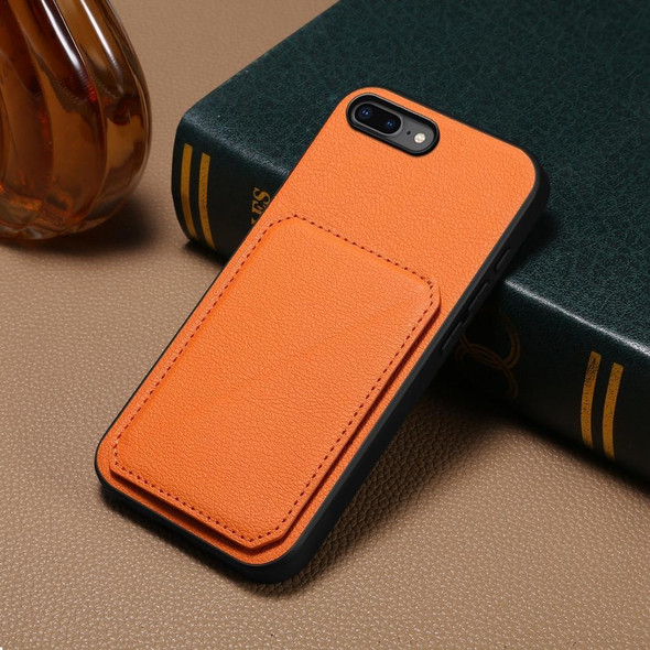 For iPhone 7 Plus / 8 Plus D04 Calf Texture Dual Card Slot Holder Phone Case(Orange)