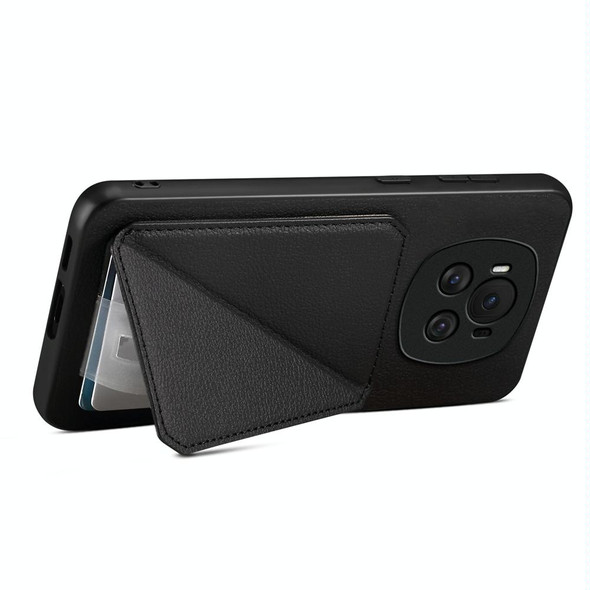 For Honor Magic6 5G D04 Calf Texture Dual Card Slot Holder Phone Case(Black)