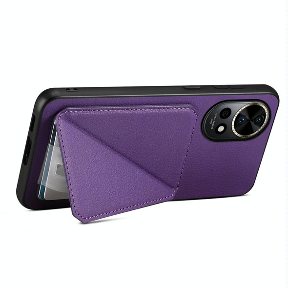 For Huawei nova 12 Pro D04 Calf Texture Dual Card Slot Holder Phone Case(Purple)