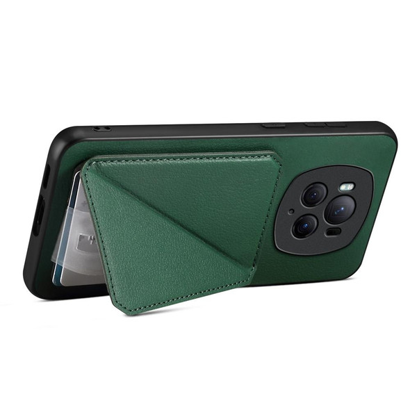For Honor Magic6 Pro 5G D04 Calf Texture Dual Card Slot Holder Phone Case(Green)