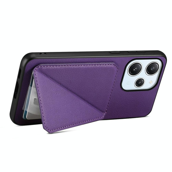 For Xiaomi Redmi 12 / Note 12R D04 Calf Texture Dual Card Slot Holder Phone Case(Purple)