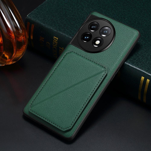 For OnePlus Ace 2 D04 Calf Texture Dual Card Slot Holder Phone Case(Green)