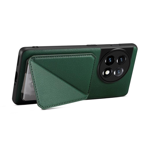 For OnePlus Ace 2 D04 Calf Texture Dual Card Slot Holder Phone Case(Green)