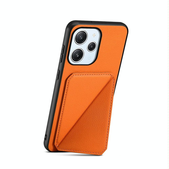 For Xiaomi Redmi 12 / Note 12R D04 Calf Texture Dual Card Slot Holder Phone Case(Orange)