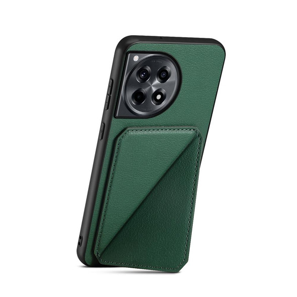 For OnePlus Ace 3 D04 Calf Texture Dual Card Slot Holder Phone Case(Green)