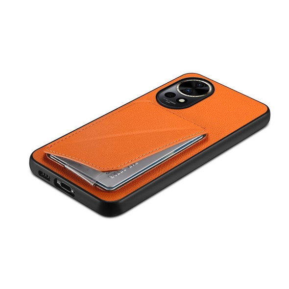 For Huawei nova 12 Pro D04 Calf Texture Dual Card Slot Holder Phone Case(Orange)