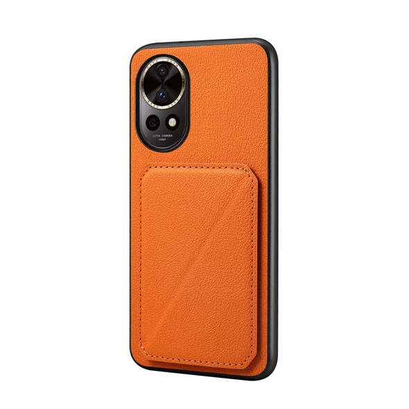 For Huawei nova 12 Pro D04 Calf Texture Dual Card Slot Holder Phone Case(Orange)