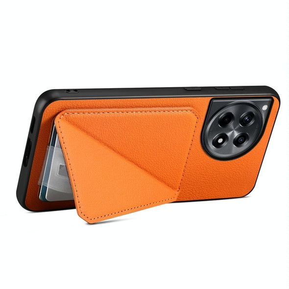 For OnePlus Ace 3 D04 Calf Texture Dual Card Slot Holder Phone Case(Orange)