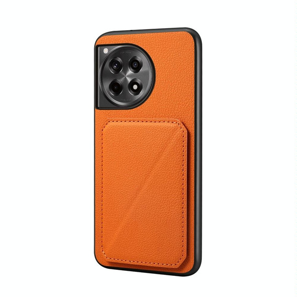 For OnePlus Ace 3 D04 Calf Texture Dual Card Slot Holder Phone Case(Orange)