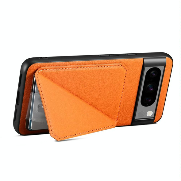 For Google Pixel 8 Pro D04 Calf Texture Dual Card Slot Holder Phone Case(Orange)