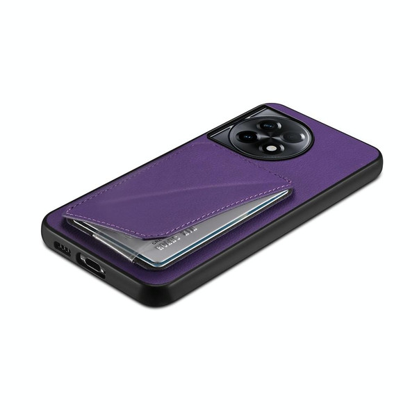 For OnePlus Ace 2 Pro D04 Calf Texture Dual Card Slot Holder Phone Case(Purple)