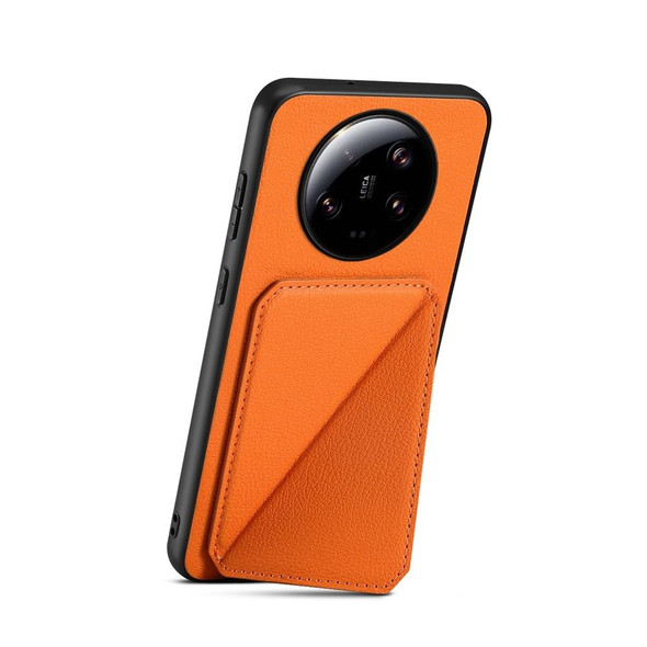 For Xiaomi 13 Ultra D04 Calf Texture Dual Card Slot Holder Phone Case(Orange)