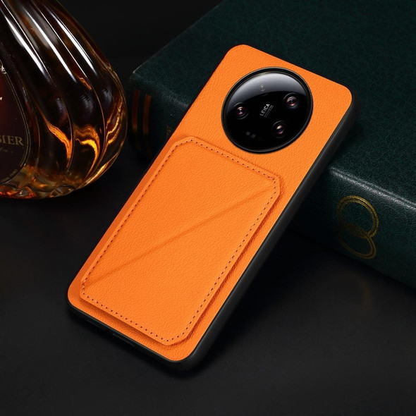 For Xiaomi 13 Ultra D04 Calf Texture Dual Card Slot Holder Phone Case(Orange)