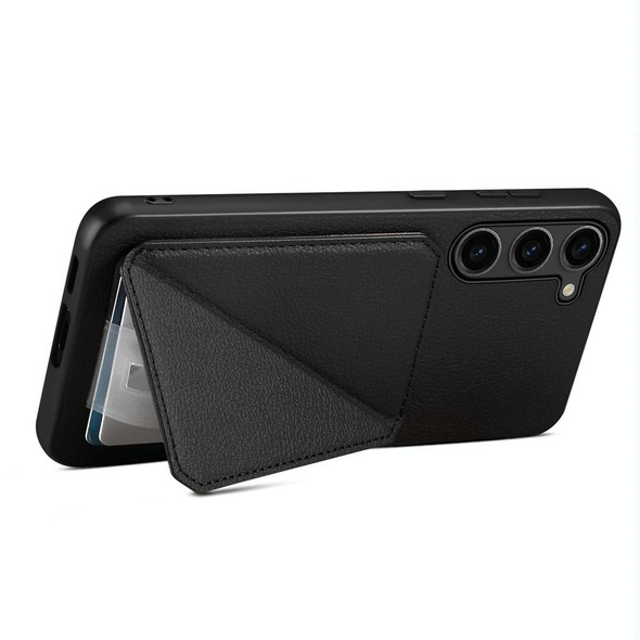 For Samsung Galaxy S23 FE 5G D04 Calf Texture Dual Card Slot Holder Phone Case(Black)