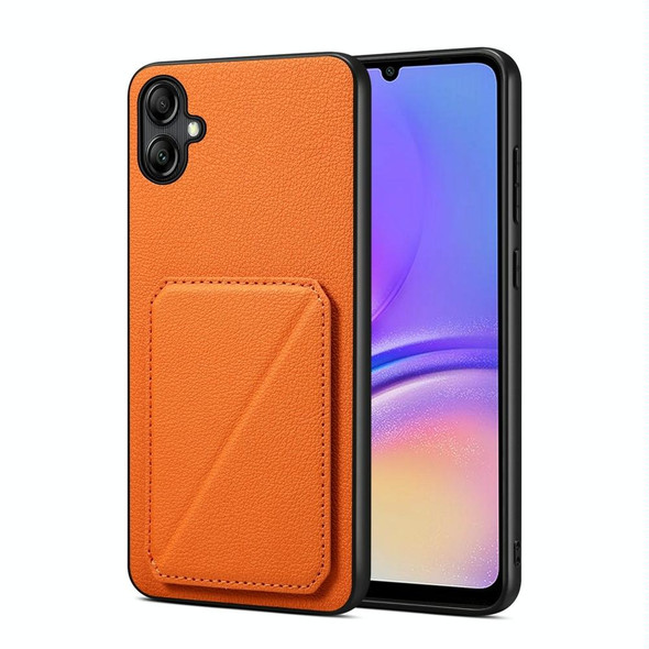 For Samsung Galaxy A05 D04 Calf Texture Dual Card Slot Holder Phone Case(Orange)