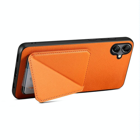 For Samsung Galaxy A05 D04 Calf Texture Dual Card Slot Holder Phone Case(Orange)