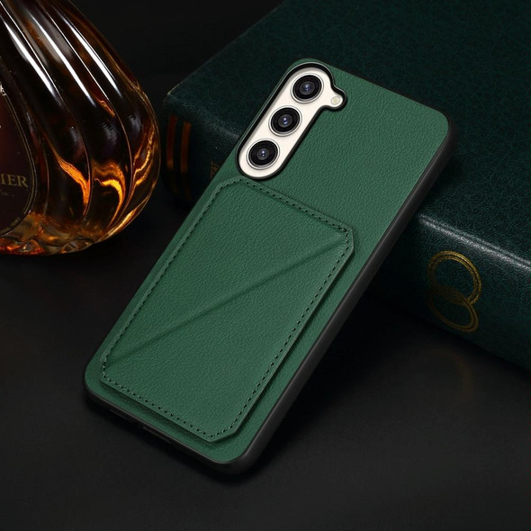 For Samsung Galaxy S23+ 5G D04 Calf Texture Dual Card Slot Holder Phone Case(Green)