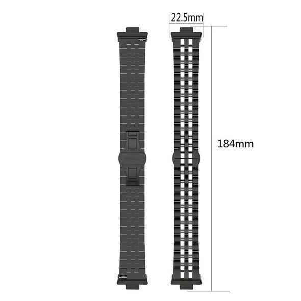 For  Xiaomi Redmi Watch 4 Five-bead Butterfly Buckle Metal Watch Band(Silver Rose Gold B)