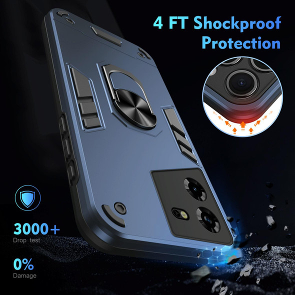 For Tecno Pova 5 Shockproof Metal Ring Holder Phone Case(Blue)