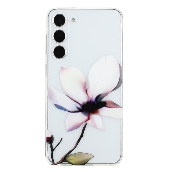 For Samsung Galaxy S23 5G Colorful Painting Pattern TPU Phone Case(White Flowers)