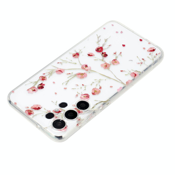 For Samsung Galaxy S23 Ultra 5G Colorful Painting Pattern TPU Phone Case(Red Flowers)