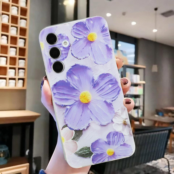 For Samsung Galaxy A05s Colorful Painting Pattern TPU Phone Case(Purple Flowers)