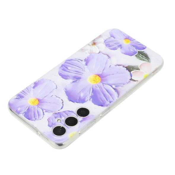 For Samsung Galaxy A05s Colorful Painting Pattern TPU Phone Case(Purple Flowers)