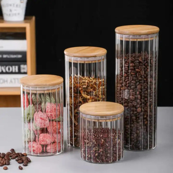 Pantry Gem Jar with Bamboo Lid-90 x 150mm